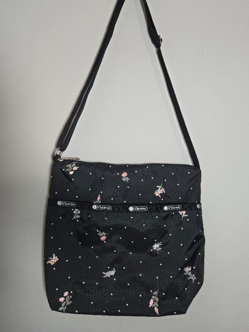 LeSportsac Small Cleo Crossbody Bag Embroidered Floral Polka Dot